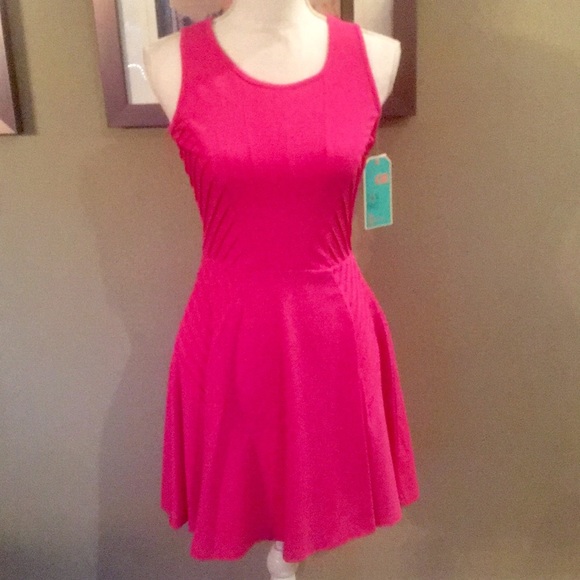Gianni Bini Hot Pink Fit and Flare Dress - Picture 8 of 8